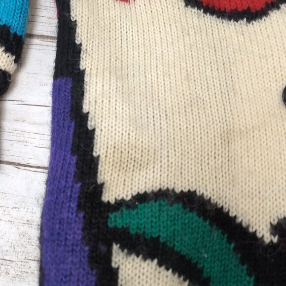 I.B. Diffusion Mohair Wool Abstract Long Cardigan Coat Multicolor – Women’s S - Picture 2 of 9